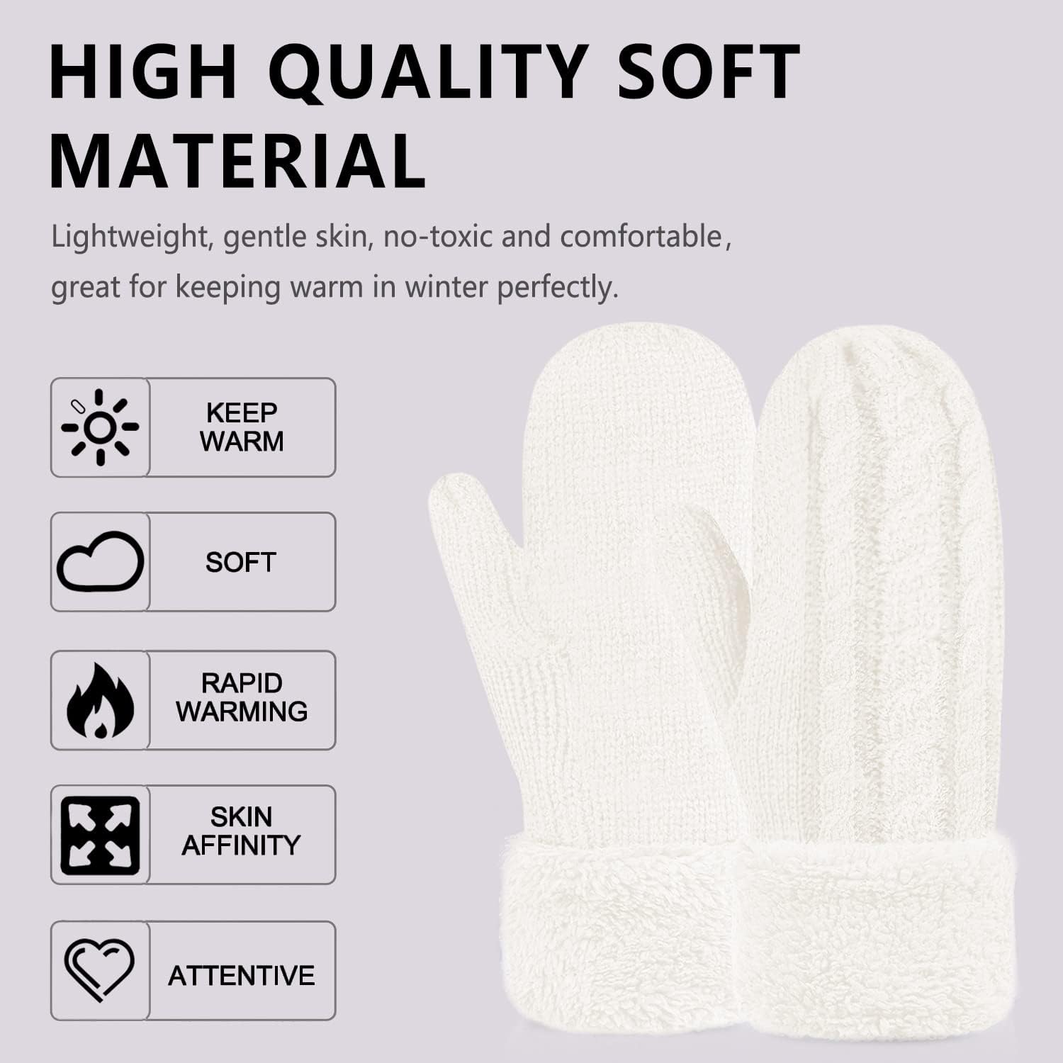 Whiteleopard Women's Winter Gloves Warm Lining - Cozy Wool Knit Thick Gloves Mittens - Image 4