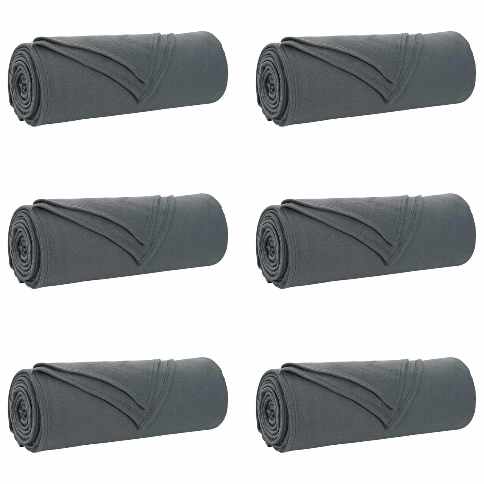 Coperta in Pile Grigio Scuro 6 Pezzi 350x270 cm Panno Morbido