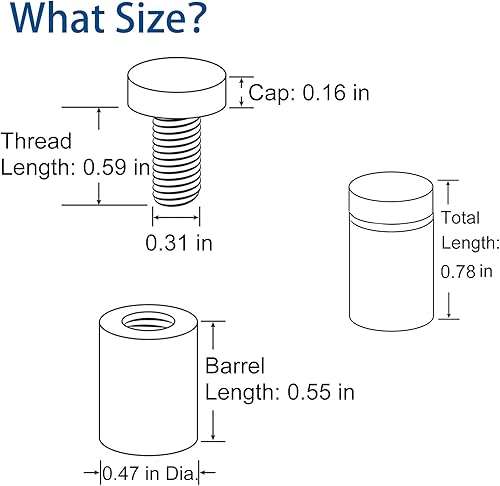 Miniatura 3 de Gold Standoffs - Tornillos de acero inoxidable para montaje en pared, accesorios de montaje de letrero acrílico, 0.47 x 0.78 pulgadas, paquete de 10