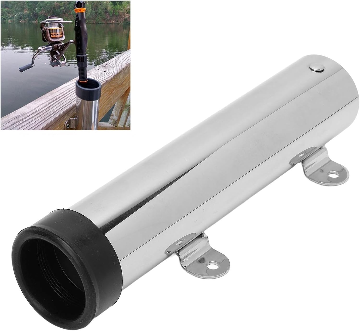 Acouto Stainless Steel Wall Rod Holder Marine Boat Side Wall Mounted Fishing Rod Rack Fishing Rod for Ships Yachts Kayak