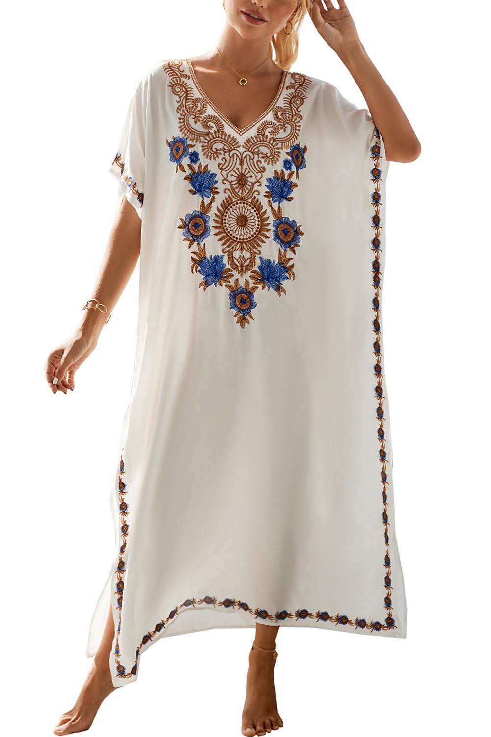 L-Peach Women's Kimono Long Dress Maxi Kaftan Summer Beach Boho Cover up Tops