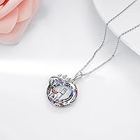 Vista 2 de Dreamboat Alpaca Pendant Necklace Llama Necklaces Sterling Silver Crystal Heart Necklaces for Women Mama Necklace Animal Necklace Mother Daughter