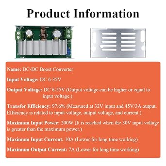 High Power Step Up Boost Converter, 2000w 6-35V Charger Module with Aluminum Case, High Efficiency Buck Boost Power Supply