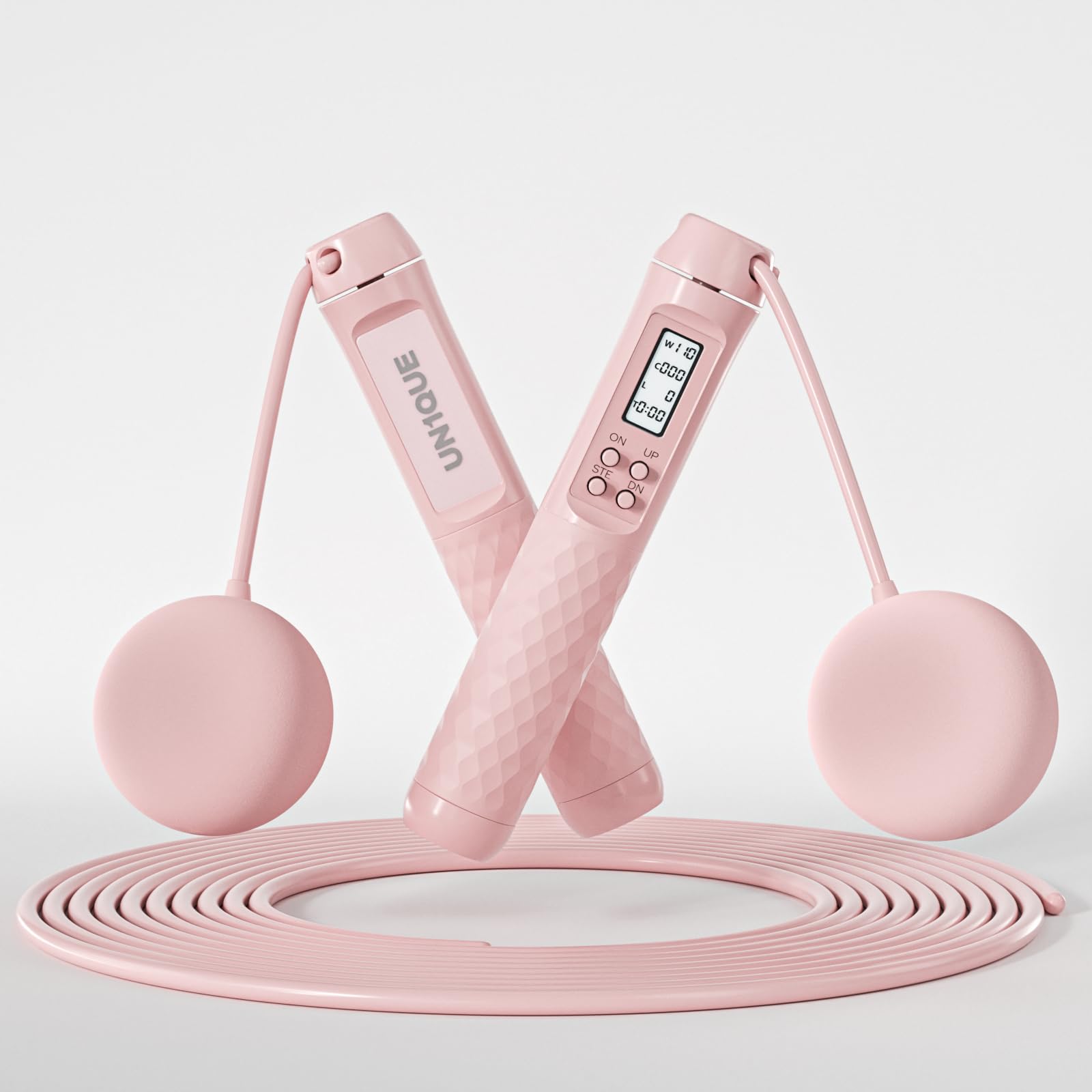 UN1QUE Skipping Rope for Men and Women Jump Rope With Calorie Counter, 2 In 1 with Cordless Ball, Adjustable Height for Fiteness, Home Exercise, Gym - Pink (B0CZ9CZ9LG) Amazon Price History, Amazon Price Tracker