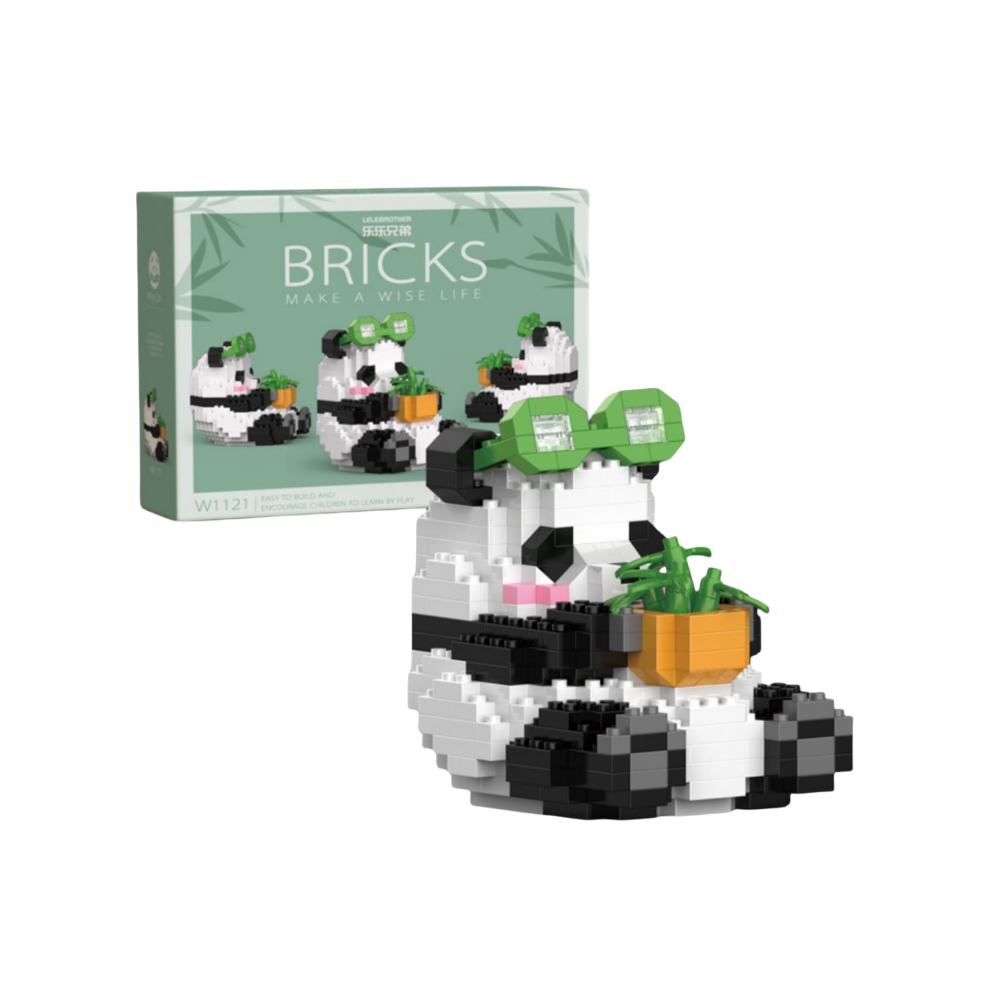JVAVNE Panda with Bamboo Pot Mini Building Blocks Set, Panda Cute Animals Mini Building Toy Bricks Kit, Panda Micro Building Blocks Set for Adults Children Boys Girls, Creative Decor Gift Idea, 348PCS