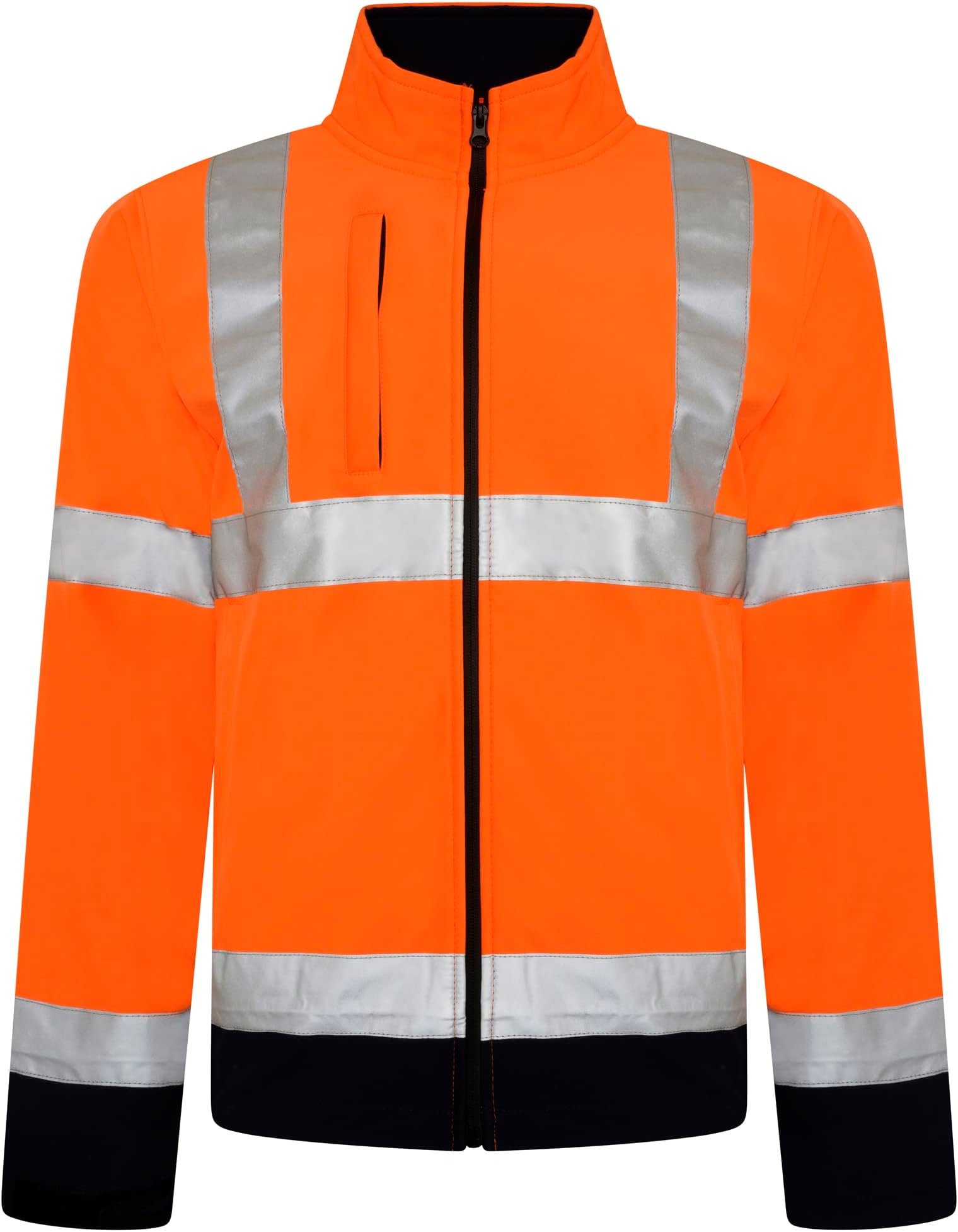Hi Vis Softshell Jacket Men High Visibility Viz Reflective Water Resistant Shower Proof Rain Repellent Windproof Safety Site Coat Work Wear Builder Soft Shell Workwear Warm Top