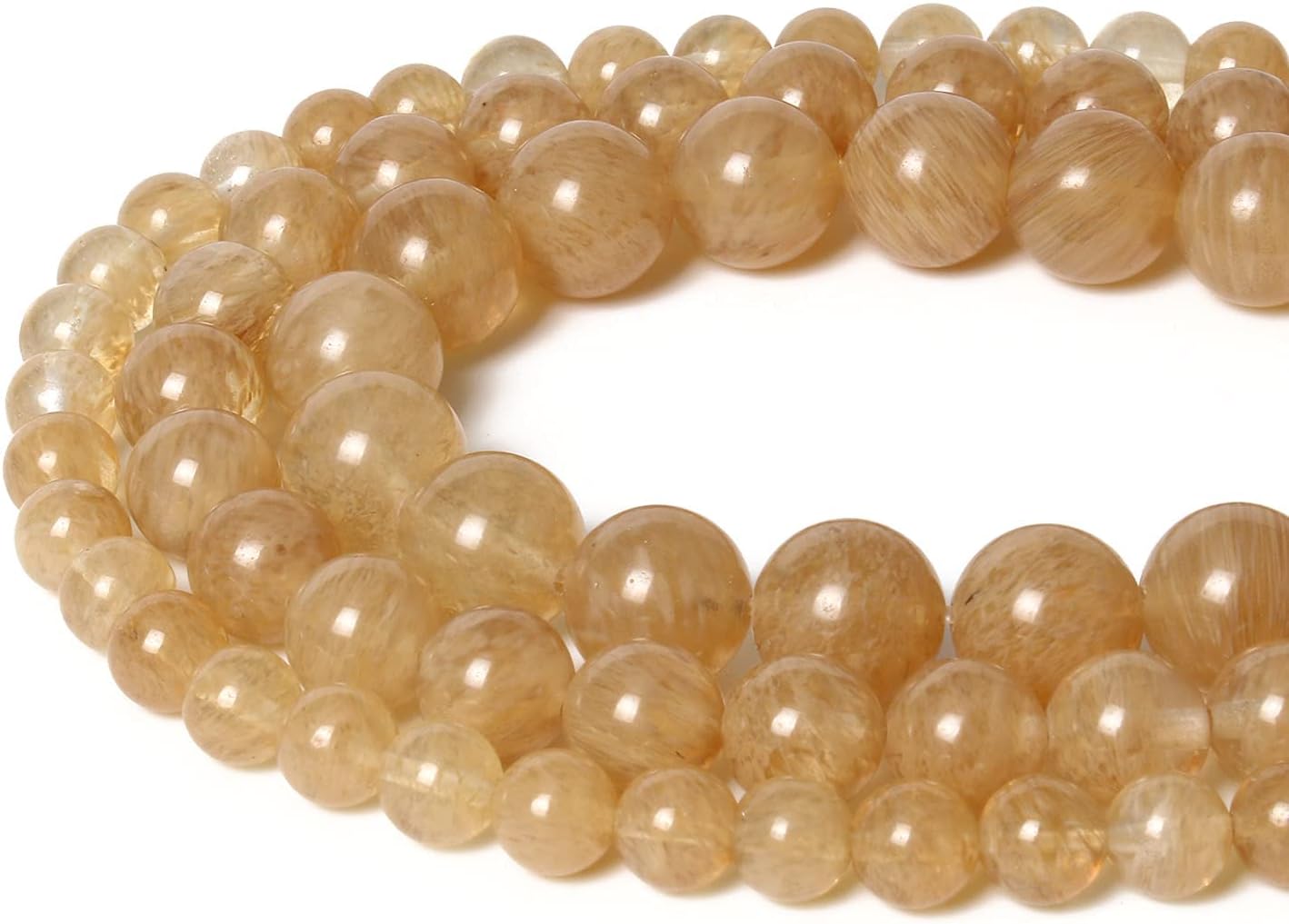 45pcs 8mm Natural Stone Beads Gold Rutilated Quartz Beads Crystal Gemstone for Jewelry Making, DIY Bracelet Necklace - Image 3