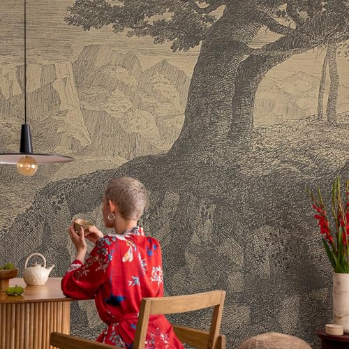Papier peint intissé facile à poser pour masquer un mur abîmé de salon - 4