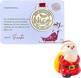 Nice List Medal, Santa Letter Gift, Santa Nice List Medal, Christmas Eva Medal with Greeting Cards, Tradition Gift from Father Christmas, Christmas Eve Box Filler (B)