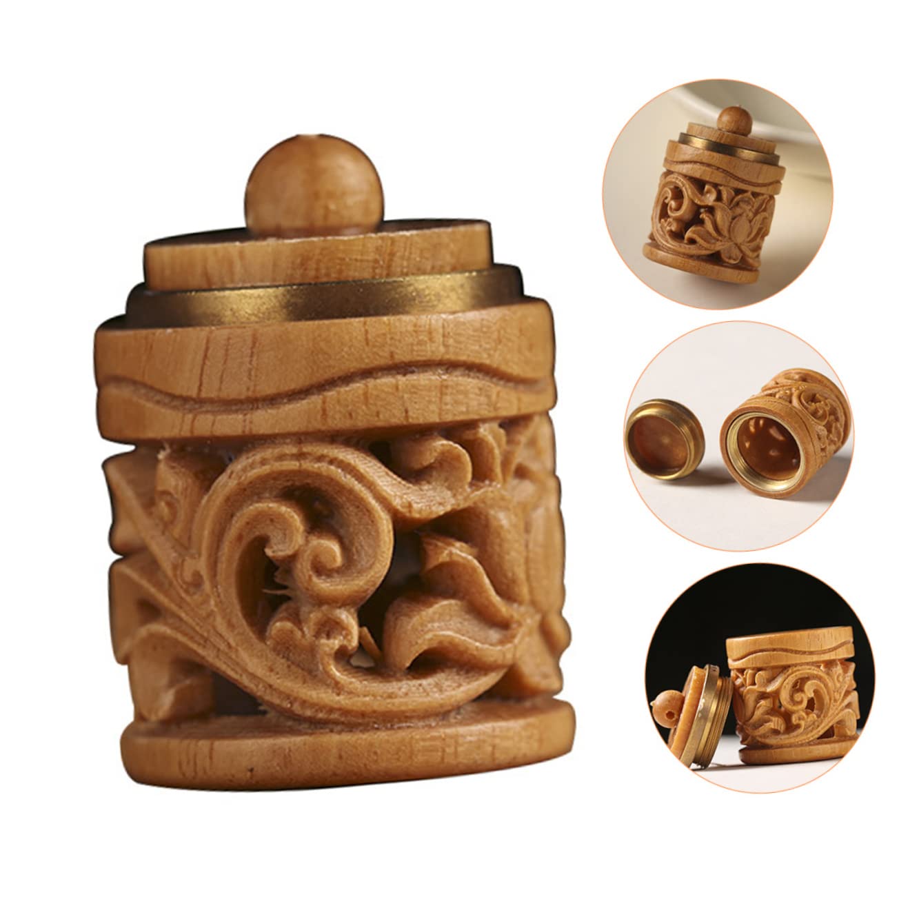 Ciieeo 8stücke Titel Holz Duftkugel Flasche Handgeschnitzter Aromatherapie Für Auto Und Zuhause Vintage Design Füllbar Mit Duftperlen