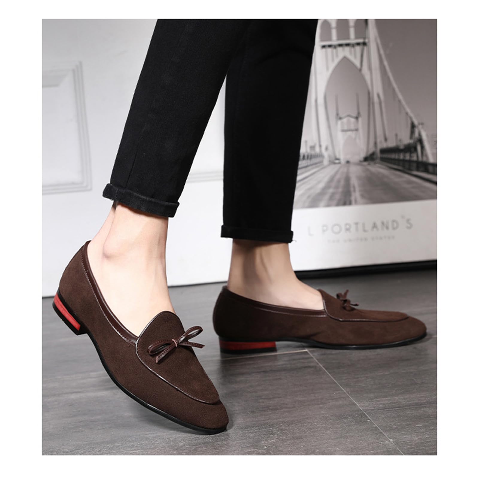Mocasines de piel de ante con borlas para hombre, zapatos de vestir formales casuales para conducir