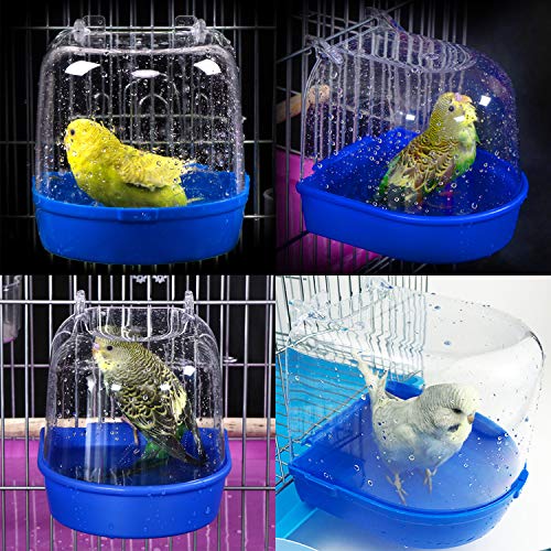 YJJKJ Caged Bird Bath Bird Cage Parrot Supplies Bathing Tub for Small Brids Canary Budgerigar Cockatiel Lovebird（Random Color）