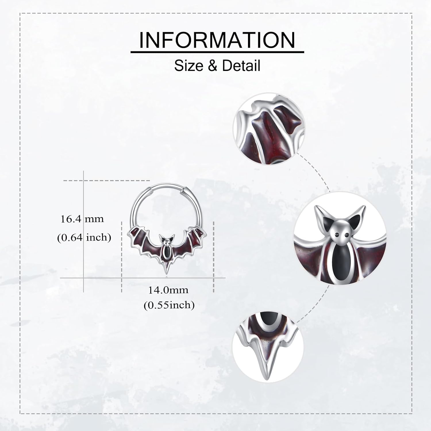 Bat Septum Ring 16G 925 Sterling Silver Halloween Goth Septum Ring Nose Hoop Piercing Jewelry Gifts for Women - Image 2