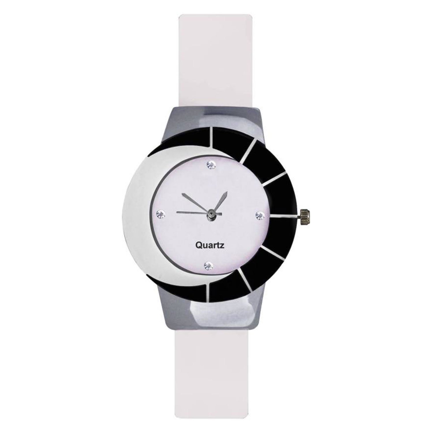 Acnos® Premium Uniqe Black & White Case White Dial and White Belt Analog Watch for Women Pack of - 1 (324-Blk) (B07MH31NWK) Amazon Price History, Amazon Price Tracker