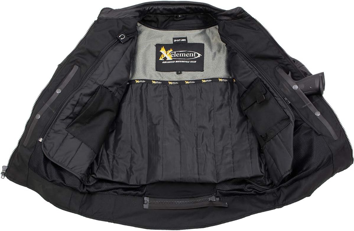 Xelement XS11001 Men's ‘Chaos’ Black Perforated Leather and Mesh Armored Scooter Jacket - Medium : Automotive