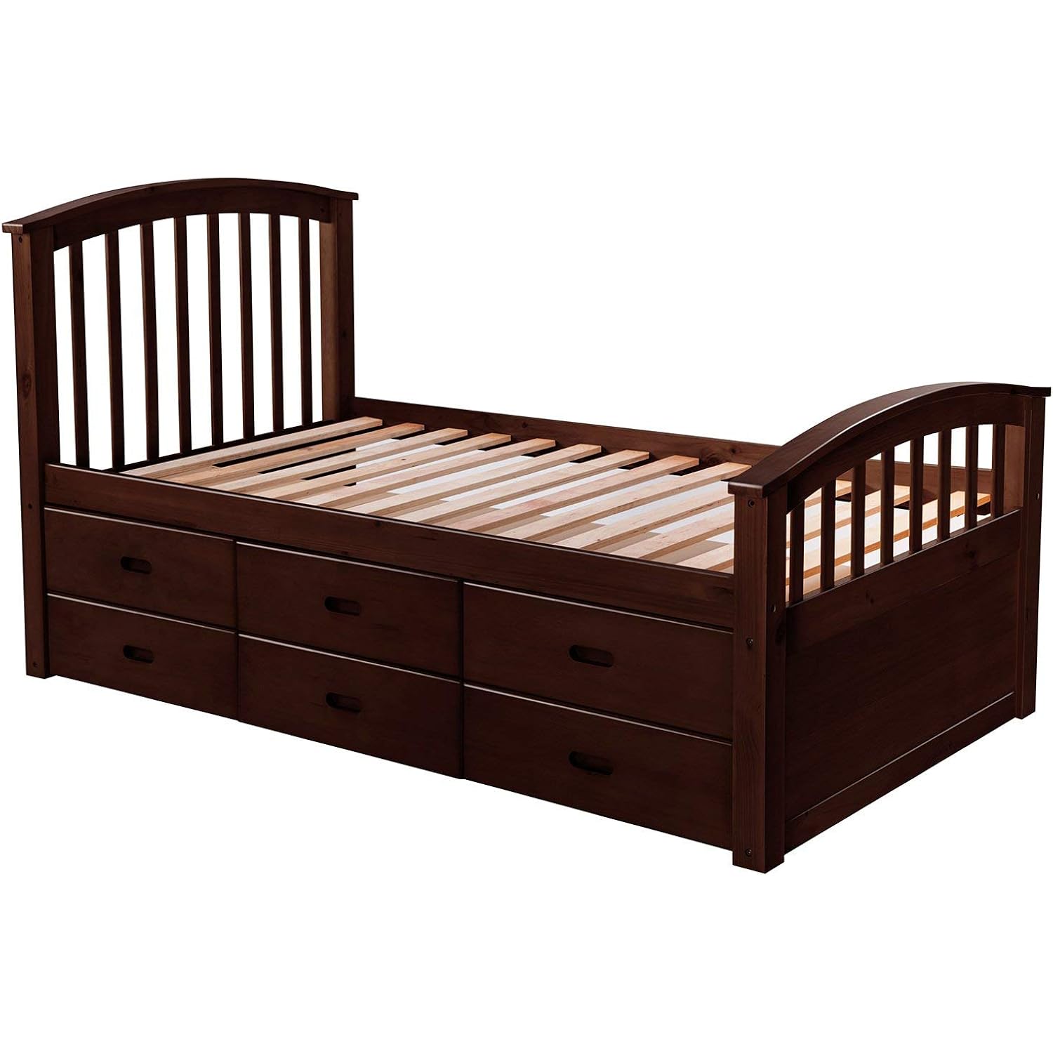 Twin Size Platform Storage Bed Solid Wood Bed with 6