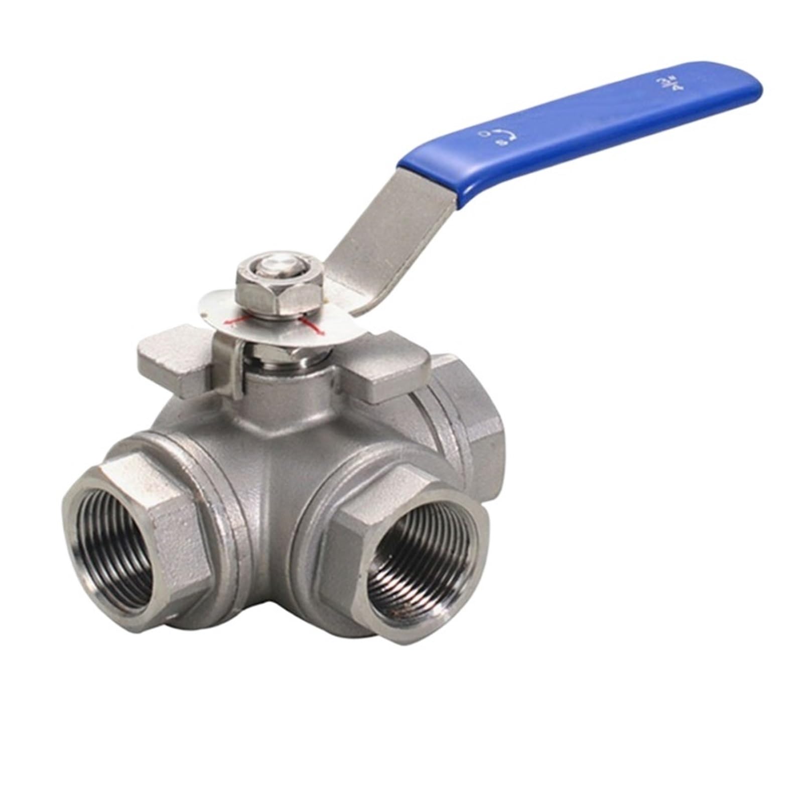 Válvula de bola de 3 vías en acero inoxidable 304 tipo L con rosca BSP hembra de 3/8