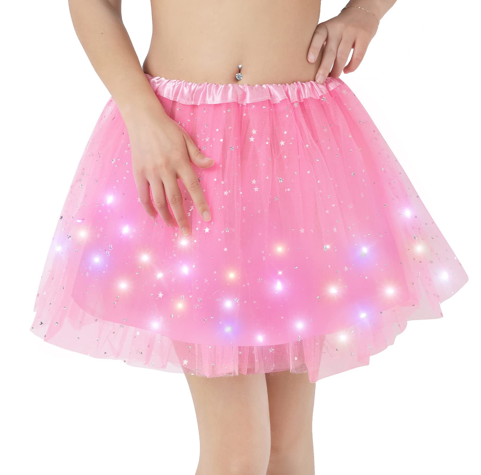 Kefiyis Tüllrock Damen LED Tütü Erwachsene Teenager Tutu Party Ballett Tanzen Fancy Dress Halloween Kostüm