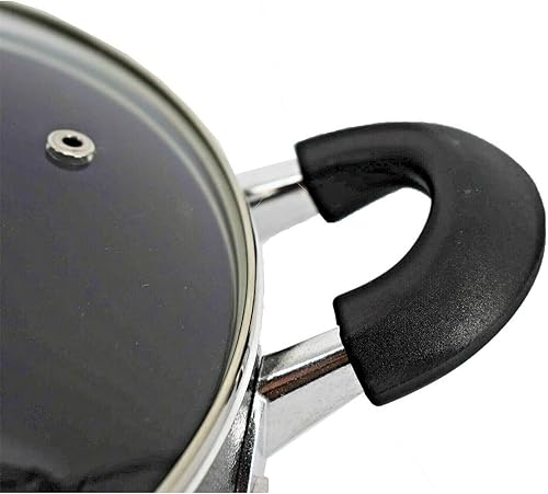 Miniatura 4 de Thaweesuk Shop - Olla de aluminio antiadherente de 10 cuartos de galón con tapa de vidrio, color negro, 12 pulgadas de largo x 12 pulgadas de ancho