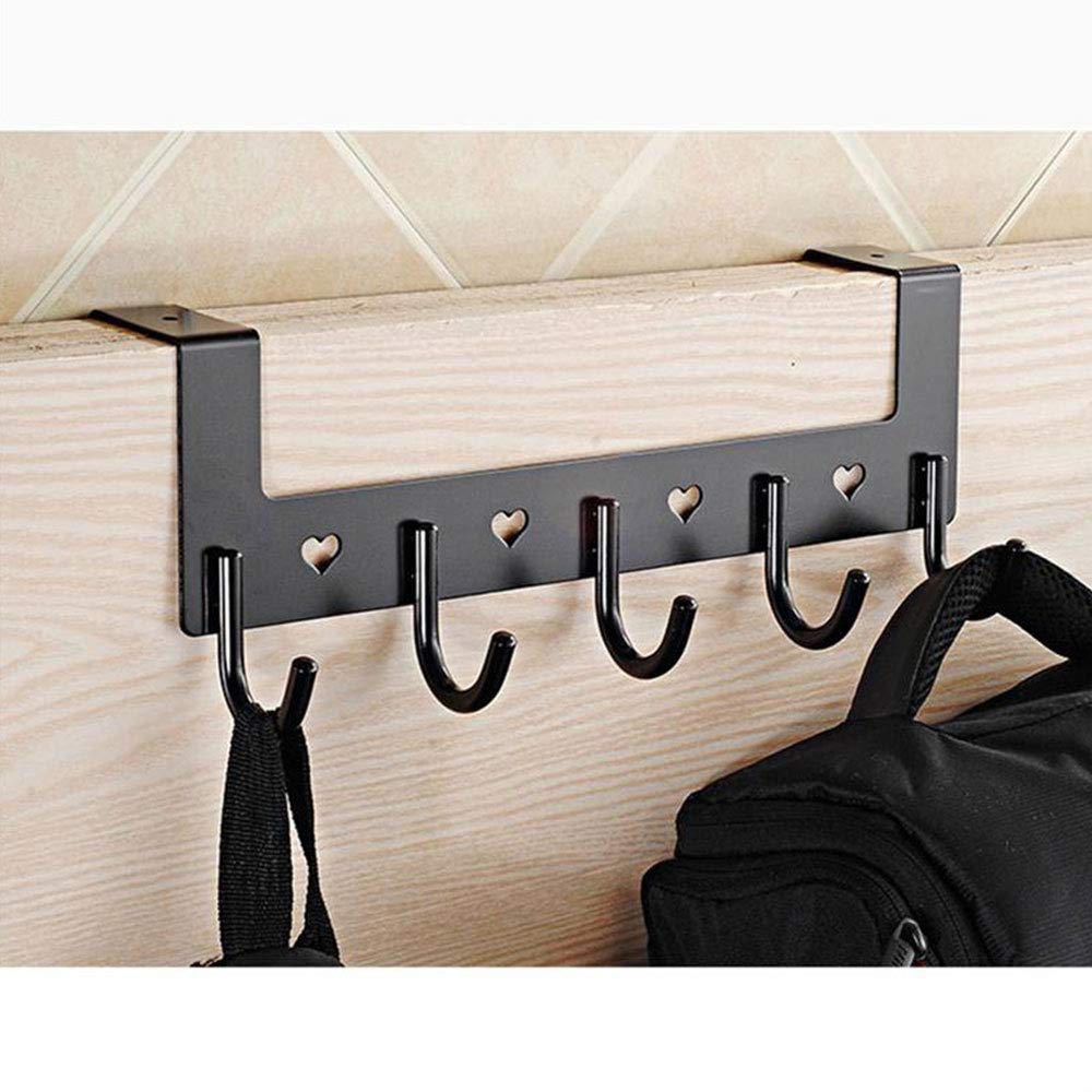 tooloflife Perchero de puerta con 5 ganchos - Perchero para puerta para toallas - Soporte para chaqueta para la puerta trasera interior - Gancho para puerta de baño, pasillo y dormitorio - Gancho para