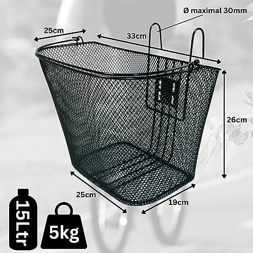 Fahrradkorb Lenkerkorb Fahrrad Tragekorb Vorderradkorb - Red Loon - Korb für Fahrradlenker - auch für eBike eScooter geeignet - engmaschiges Metall - mit Tragegriff - Volumen ca. 15l