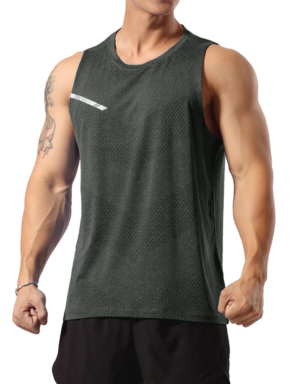 Men's Athletic Workout Tank Tops Sleeveless Muscle Running Shirts Training Quick Dry Gym Activewear