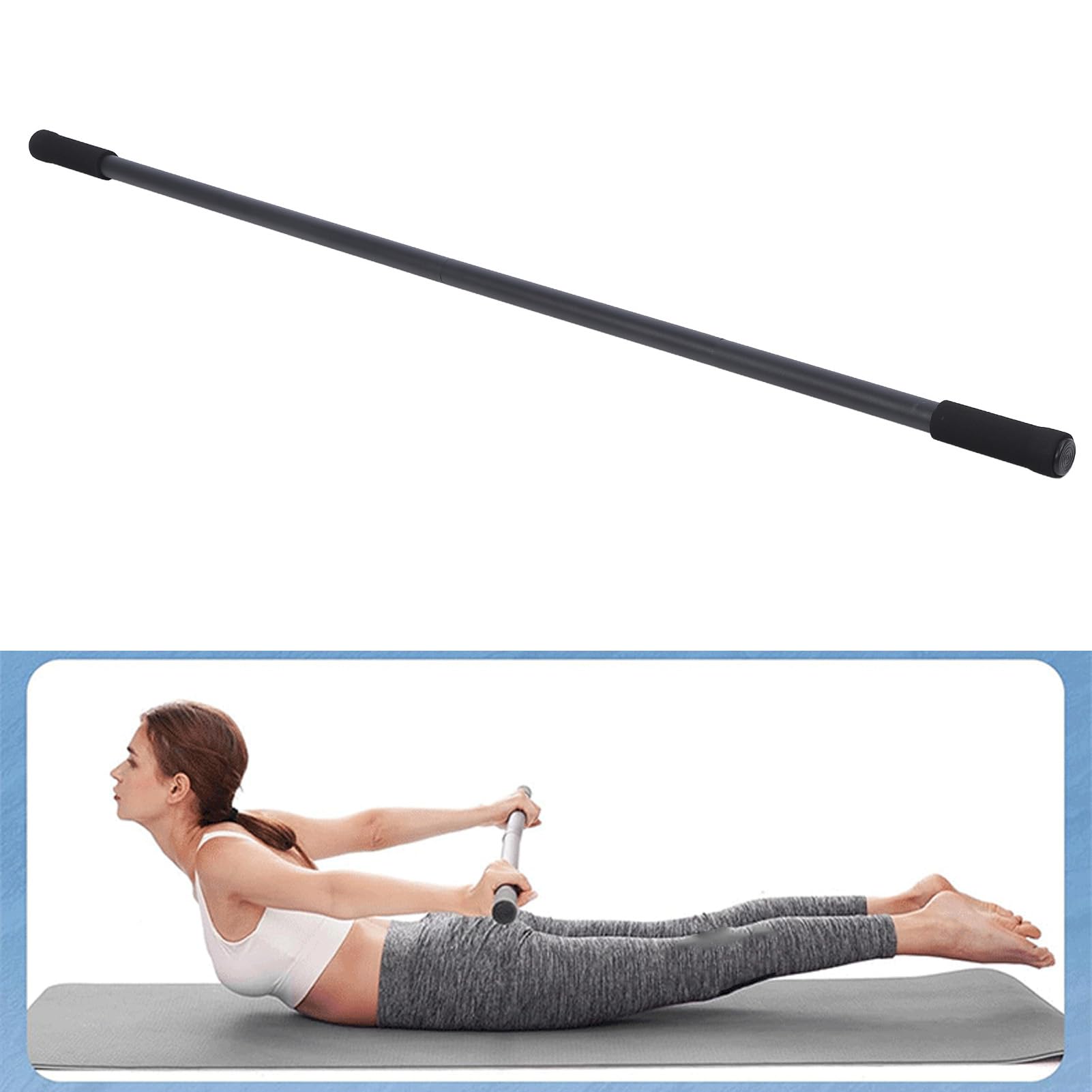 Luocute Stick de mobilité, Bâton de Yoga 5 Pi Acier, Bâton D'étirement Réglable pour Une flexibilité Améliorée, la mobilité et L'équilibre avec des Poignées en Mousse, Bâton d'exercice