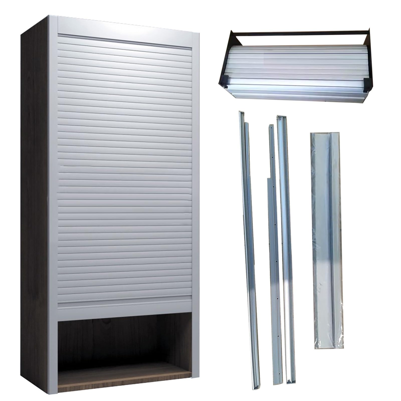 MLYAYE Metal Tambour Door Wall Cabinet with Roll Shaft, Custom Size Straight Sliding Roll Up Gate Kit for RV/Motorhome/Office/Hotel/, Closet Appliance Storage Bins Decor Doors(W 16 x H 56 inch)