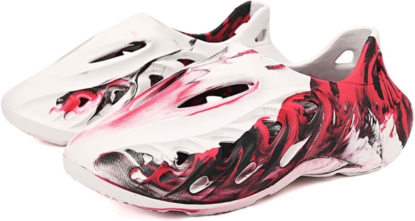 Eohsnem Foam Runner Shoes for Women Men, Hollow Cloud Slippers Lightweight Slip-On Walking Sneakers Breathable Soft Beach Sandals Redwhite - Image 5