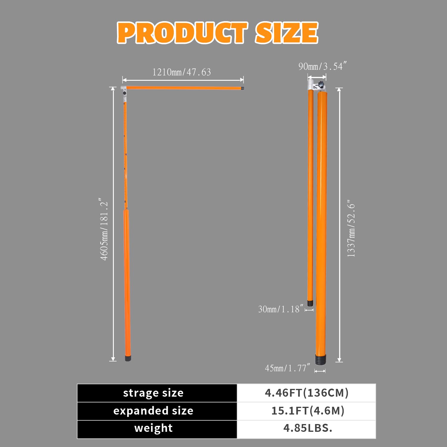 CXRCY 20FT Height Stick for Trucks, Load Height Measuring Stick with Adjustable Pole, Non-Conductive Fiberglass Height Stick with Carrying Bag, Accurately for Car Haulers, Trucks