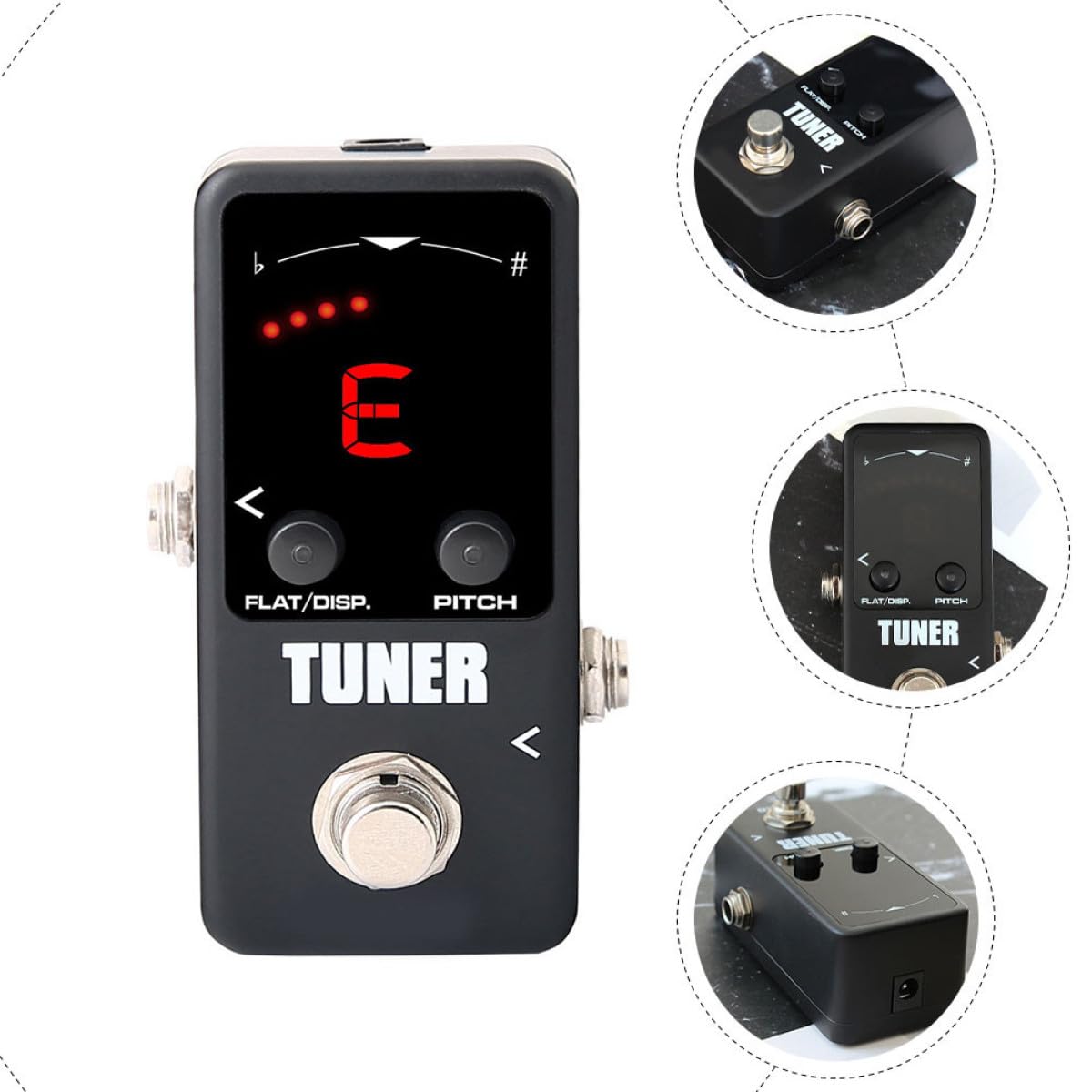 Accordeur de Guitare Électrique Noir en Aluminium, Réglage Précis | Format Mini, Alimentation 9 V, Impédance D’entrée 1 Mω et Sortie 10 Kω