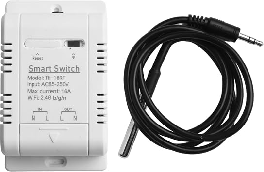 WiFi Temperature Controller Switch with Stainless Steel Probe, 16A 3000W, Real-Time Monitoring & for Auto Mode for eWeLink App, Voice Control Compatible