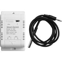 WiFi Temperature Controller Switch with Stainless Steel Probe, 16A 3000W, Real-Time Monitoring & for Auto Mode for eWeLink App, Voice Control Compatible