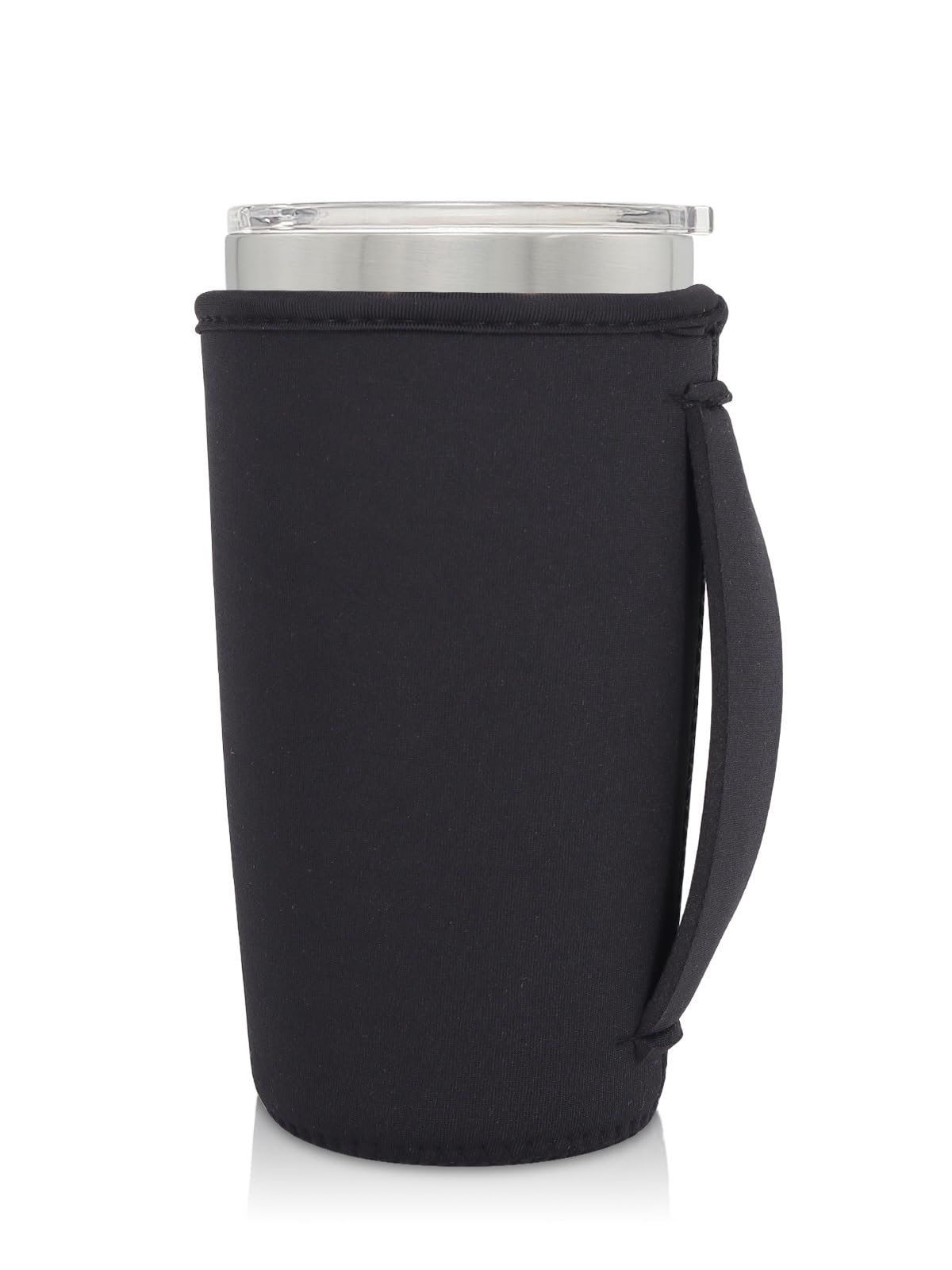 Neoprene Insulated Sleeves Cup Holder with Handle for 20oz Tumbler Cups, Reusable Iced Coffee Sleeve For 30oz - 32oz coffee cups(Black)