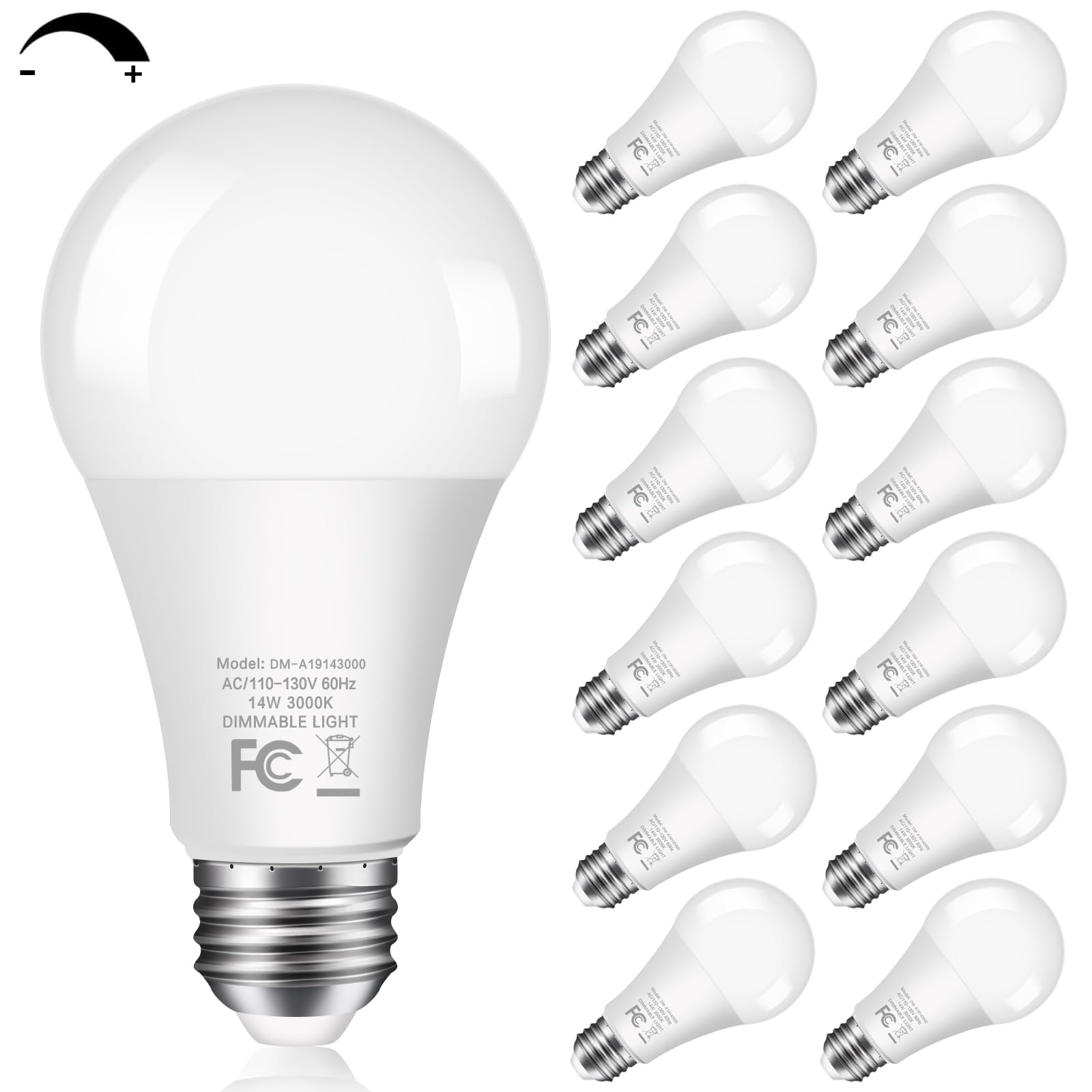 12-Pack 14W LED Dimmable Light Bulbs 100 Watt Equivalent A19 LED Light bulbs Bright 1500LM LED Bulbs with