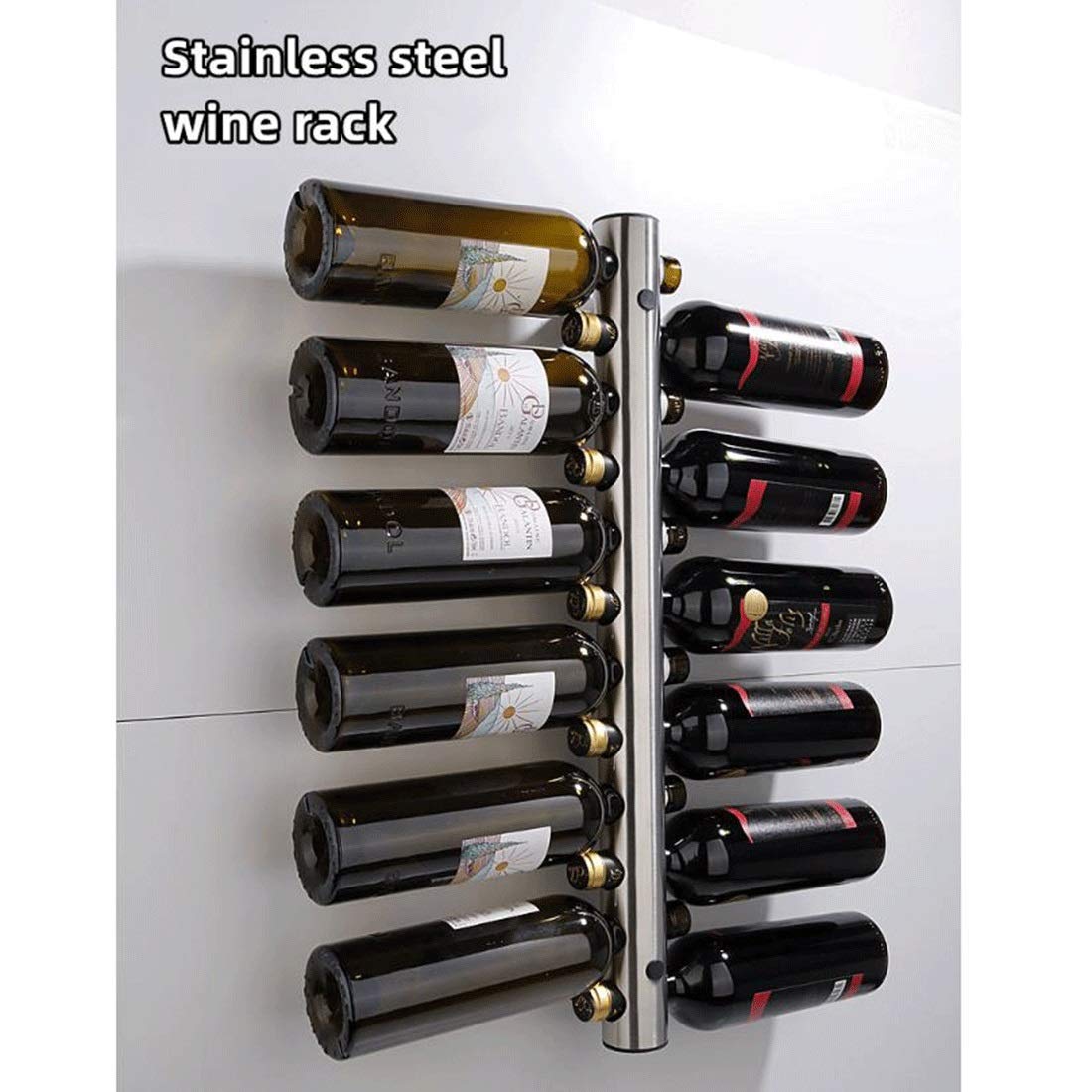 Weinregal aus Edelstahl, Flaschenhalter, Weinregal, Barhalter, Wand, Küche, Vermietung, Zuhause, Weintabletts für die Wandmontage (12 Löcher)