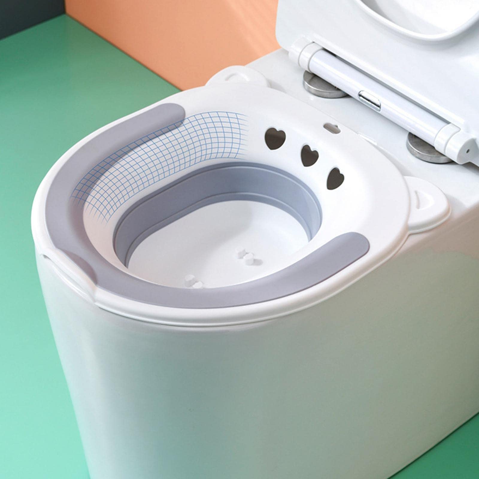 predolo Bath Pieghevole, sopra Il WC per Sedile del Water, Hip Basin Bidet WC per Vasca Bagno vaginale, Grigio