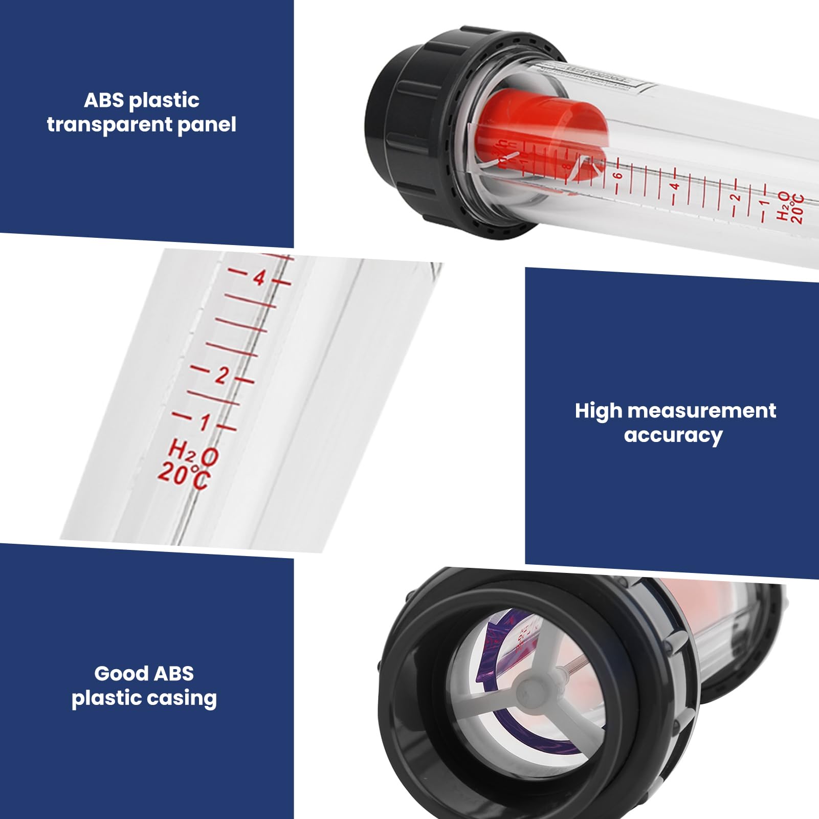 LZS-50 (D) Jauge de débit de liquide 1-10 Débitmètre de type tube 63 mm/2,5 pouces Débitmètres de liquide Interface plate en plastique Débitmètre liquide de type tube