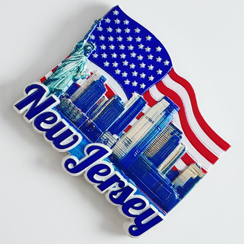 Imán decorativo para refrigerador New Jersey USA 3D miniatura 4