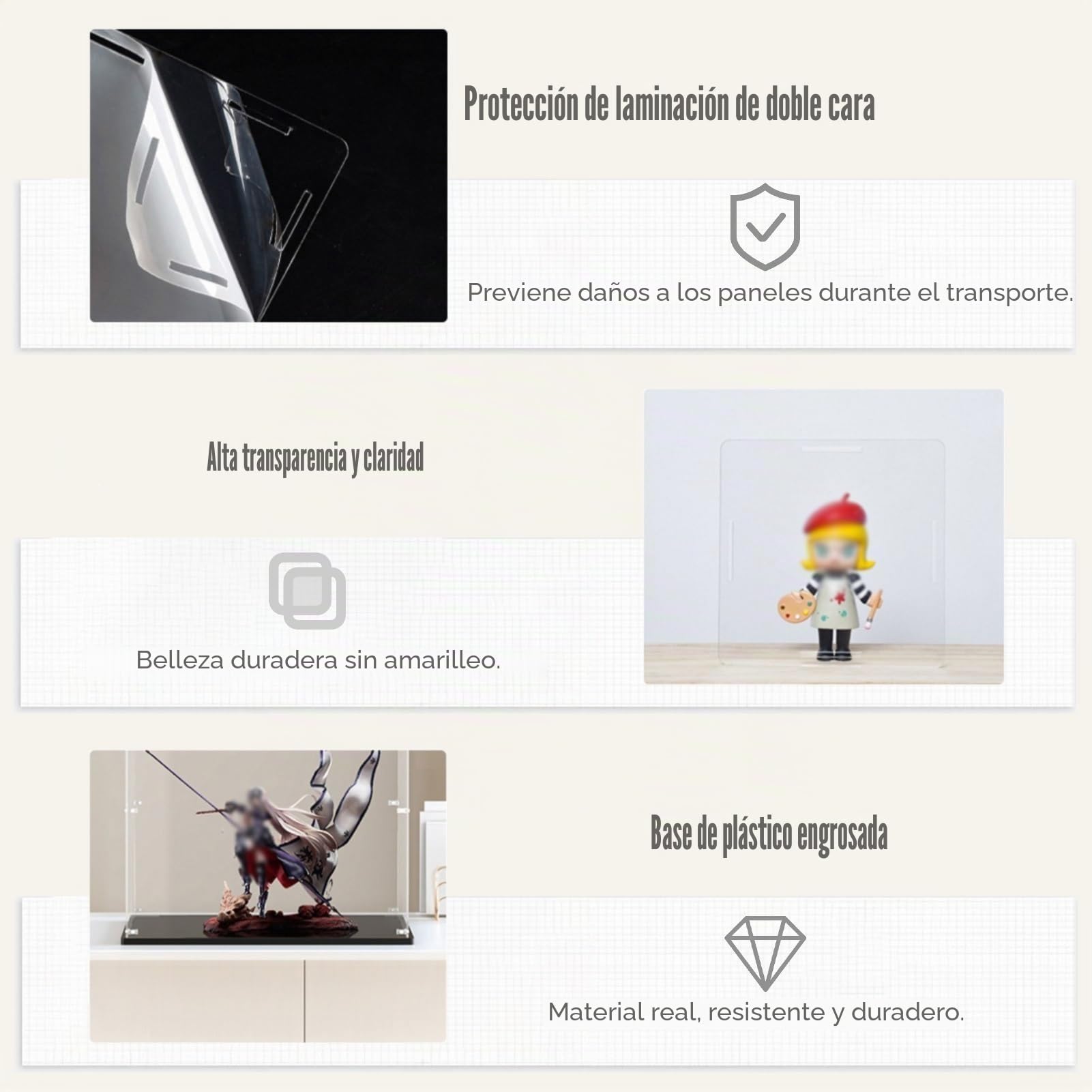 Vitrina Expositora Vitrina de Acrílico Transparente Alta y Estrecha, 10, 20, 30, 40, 50 y 60 Cm, Vitrina para Figuras, Muñecos de Juguete, Cajas de Almacenamiento a Prueba de Polvo para Objetos(20x10x