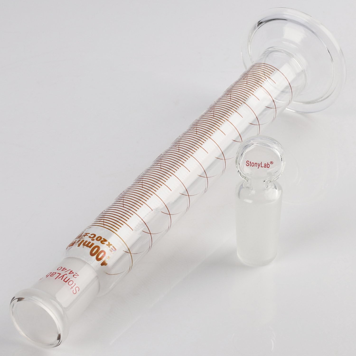 stonylab Measuring Cylinder with Stopper, 100 ml Heavy Wall Borosilicate Glass Measuring Graduated Cylinder with 24/40 Standard Ground Joint and Flat Head Stopper, 1 Pack — Amazon image 7