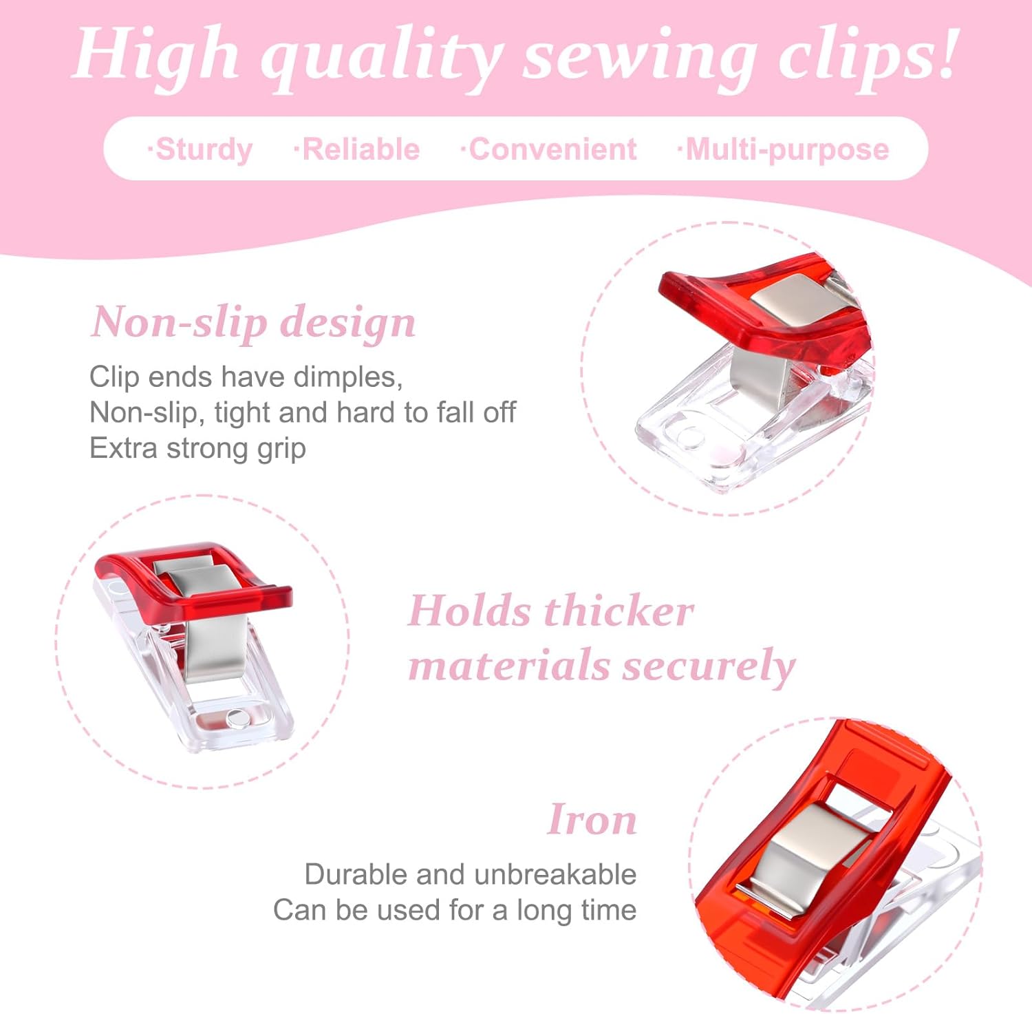 500Pcs Sewing Clips for Fabric, Quilting Clips Multipurpose Clips for Sewing, Plastic Fabric Clip for Supplies Crafting Tools(Assorted Colors)