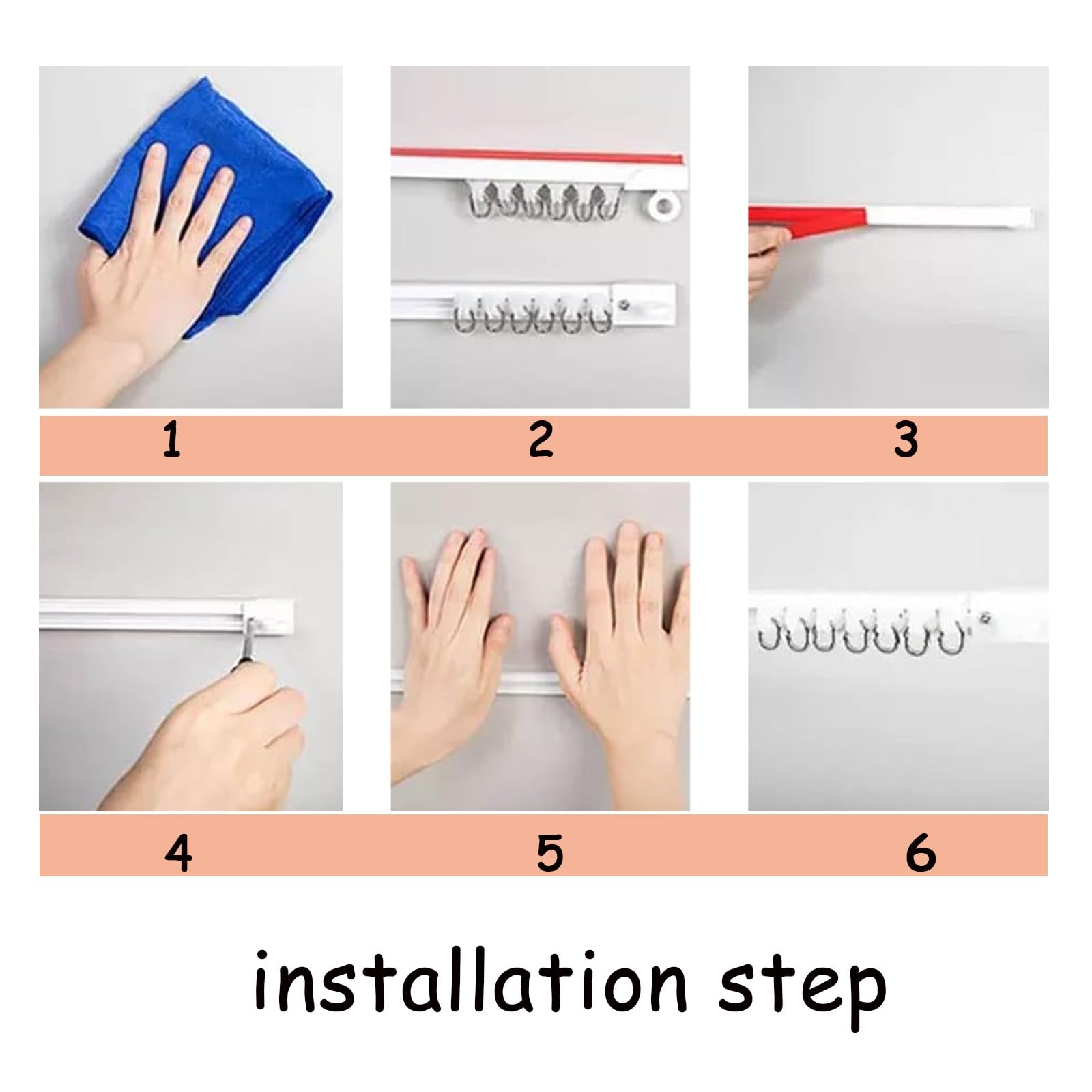 Tringle à rideaux autocollante sans perçage - Montage facile - 0,6 m - 2,8 m - Idéal pour l'intimité de la pièce - Tringle à rideaux adhésive de 5 m