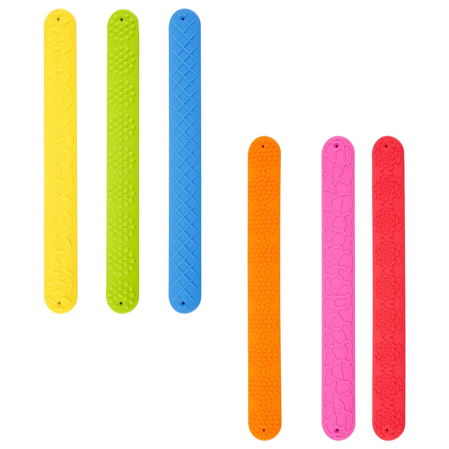 Wellrun 6PCS Textured Silicone Slap Bracelets,Colorful Sensory Fidget Wristbands for Adults Stress Relief Anxiety Calming,Wearable Snap Bands for Office Home Travel Classrooms