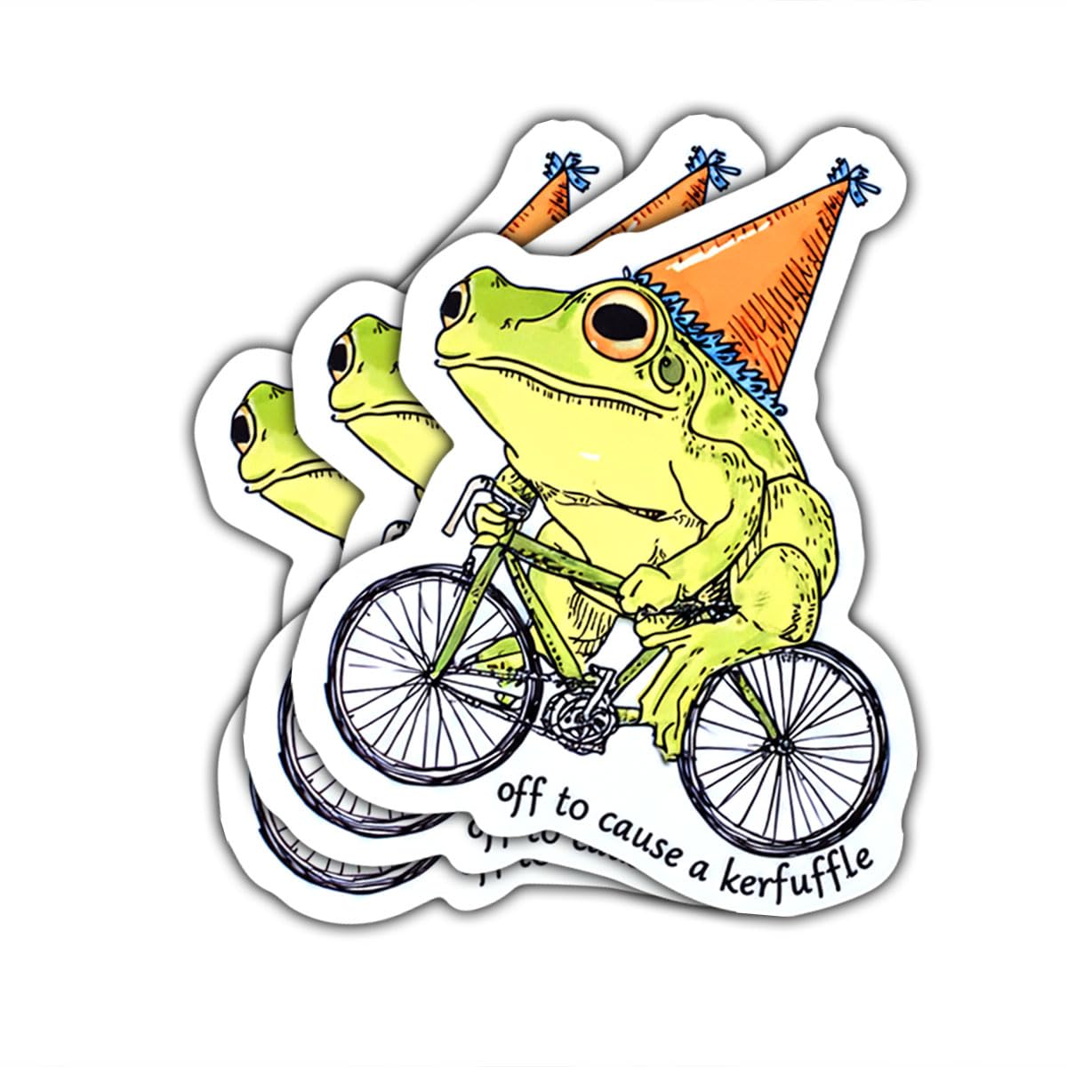 Calcomanías de rana para bicicleta y laptop, pegatinas impermeables con frase divertida