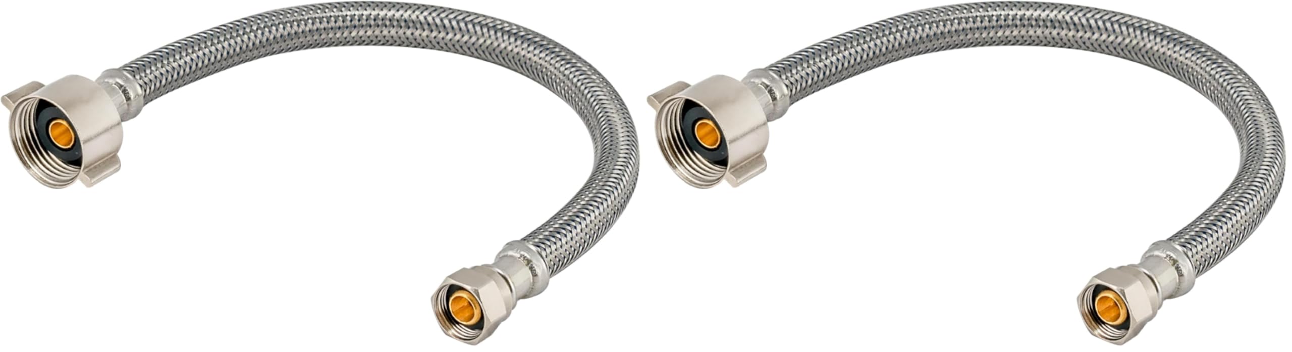 Eastman 9 Inch Flexible Toilet Connector, 7/8 Inch Ballcock x 3/8 Inch Compression, Stainless Steel Braided Hose, 48087 (Pack of 2)