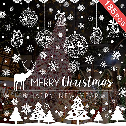 Caiery 185 PZ Vetrofanie Renna Fiocchi di Neve per...