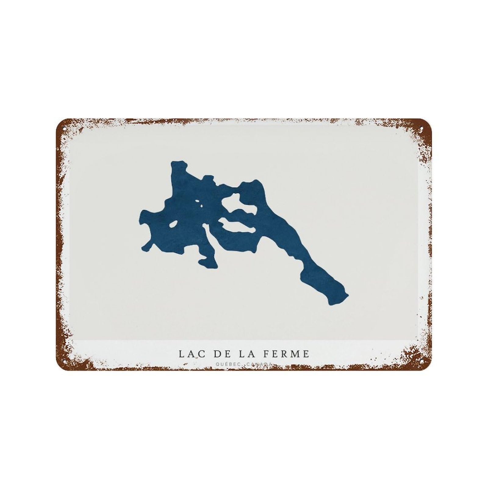 xiaoxiaoshen Lac De La Ferme Map Quebec Canada Minimalist Lake (2) Wall Decor Art Metal Tin Poster Modern Home Decor Art Home Bar Shop Decorations Vintage Sign 20x30cm