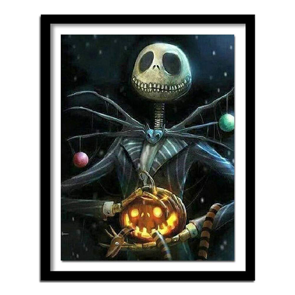 Diamond Painting by Numbers Kit for Adult/Kid Jack Skellington 25x30cm/10*12in DIY 5D Diamond Embroidery Large Full Drill Crystal Rhinestone Cross Stitch Handicrafts Home Living bedroom Wall Decor