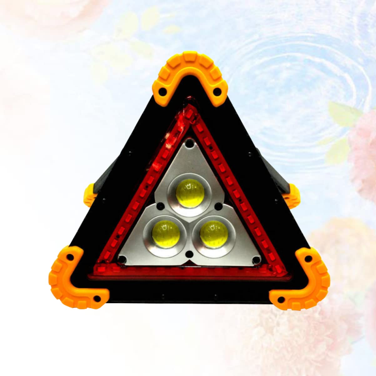 Triangulaire Balise LED Jaune Sécurité Portable de Camping et Voiture
